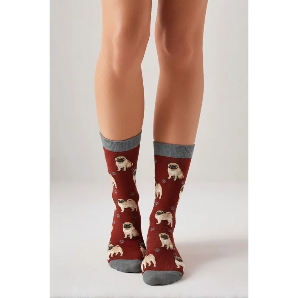 Happy Tails fawn Pug socks